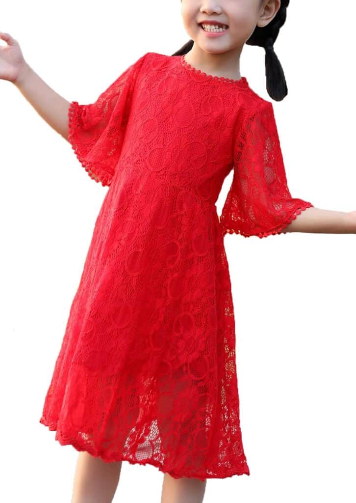 red vintage lace christmas dress