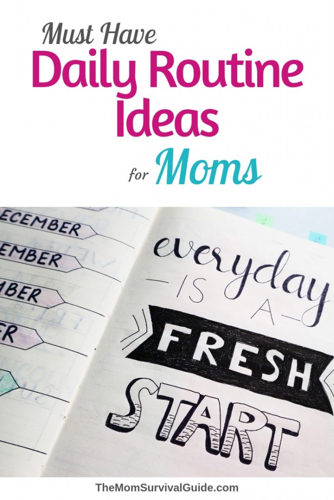 Daily Routine Ideas for moms plus a printable to help you create your own daily routines and schedules for morning, afternoon and evening. #daily #routines #momlife