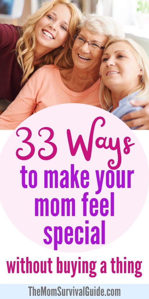 ways to make your mom feel special pin in pink and purple with mom daughter and grandma