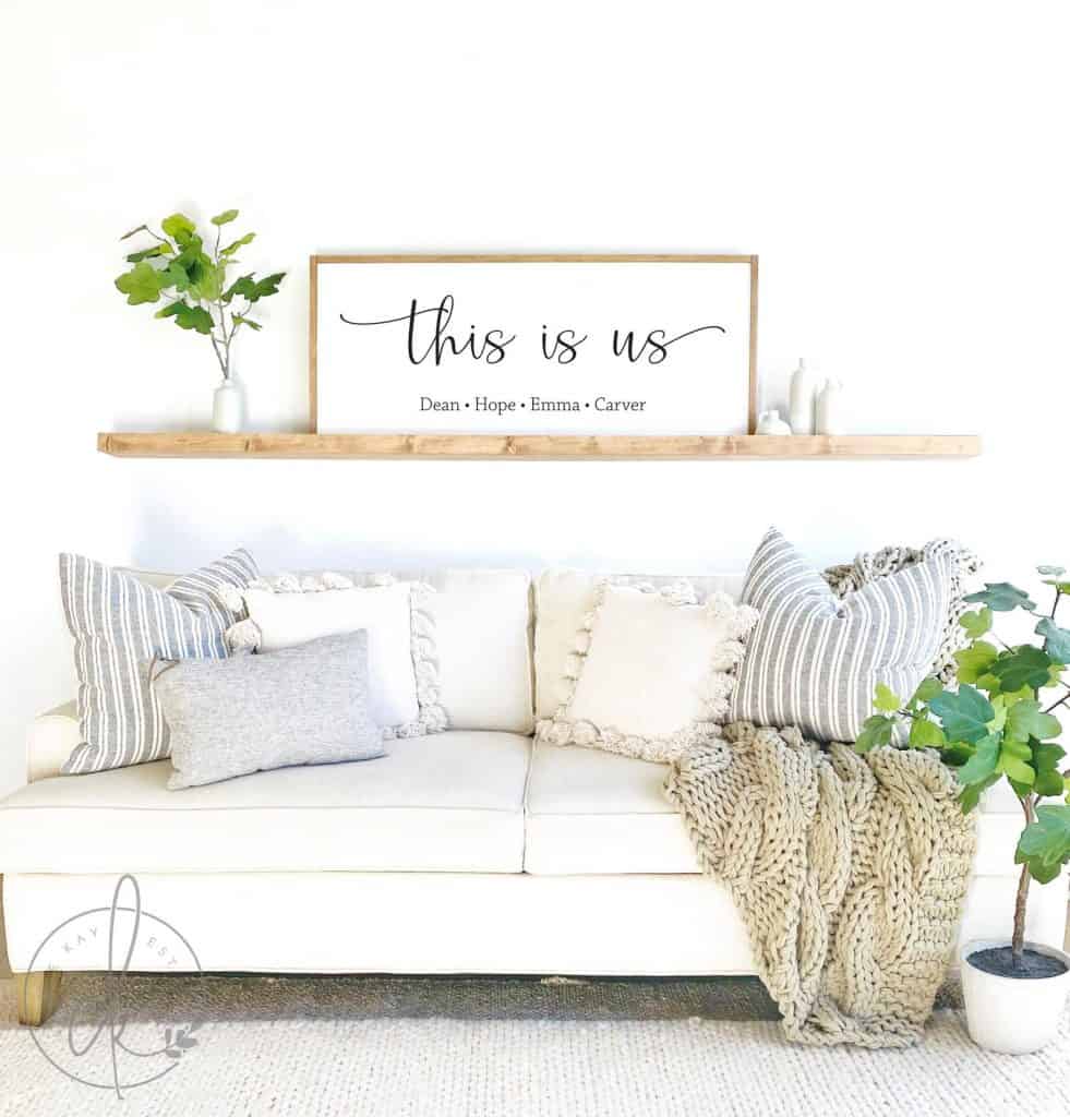 this is us sign white and wood