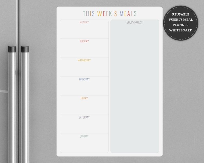 meal planner on a refrigerator