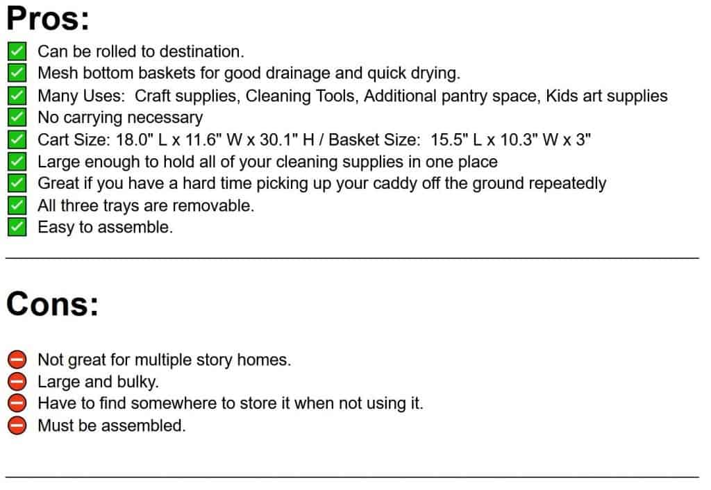 pros and cons list of 3 tiered cleaning cart