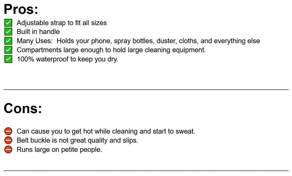 pros and cons list of apron cleaning caddy