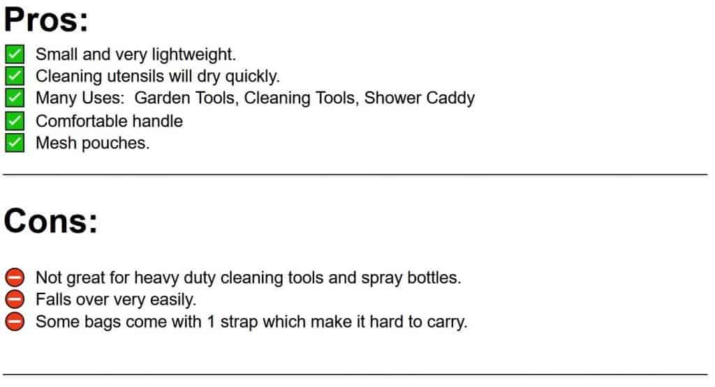 pros and cons list of mesh cleaning caddy