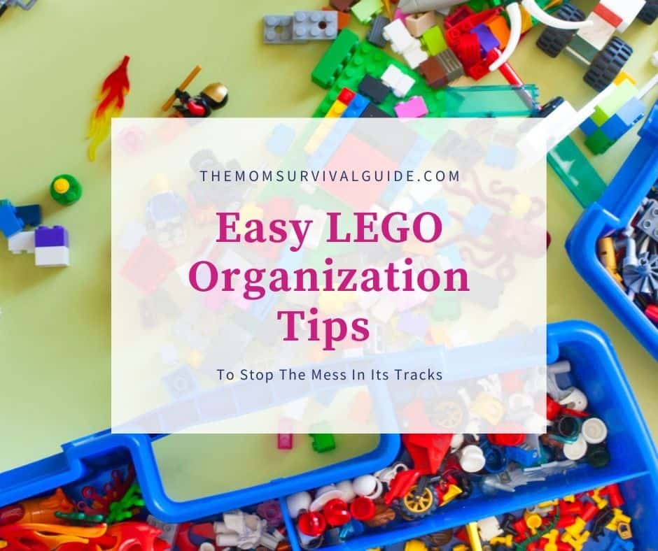 Easy Lego organzation tips to stop the mess in its trackswith picture of legos and storage