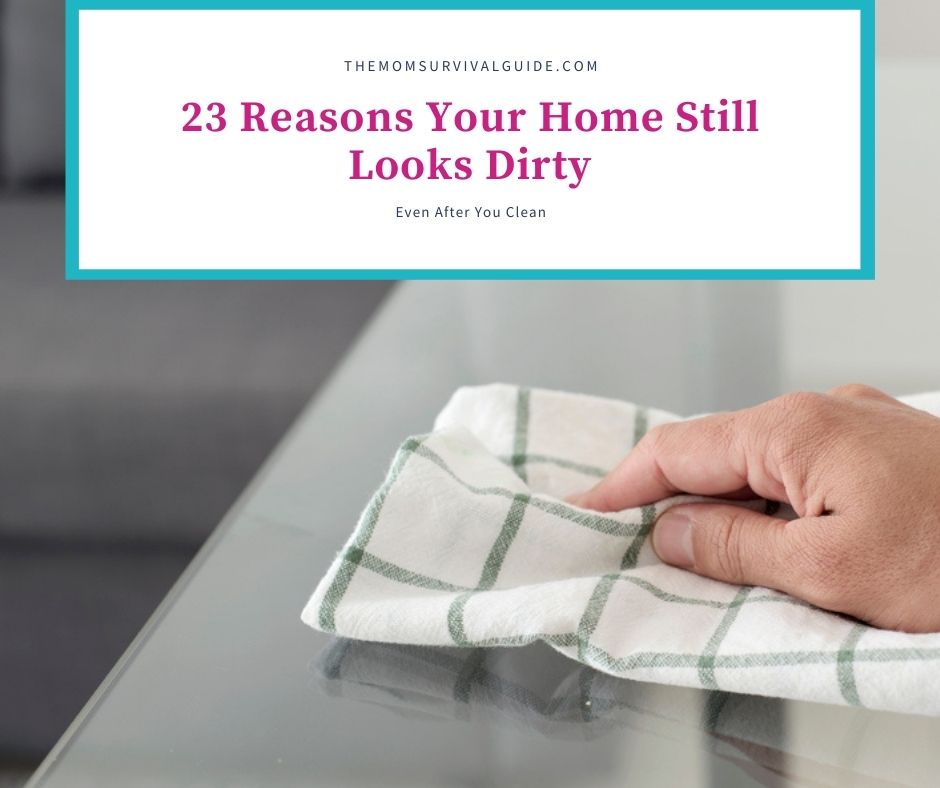 feature image for 23 reasons your home still looks dirty even after you clean with person wiping countertop with towel