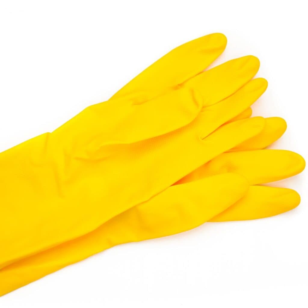 yellow rubber gloves