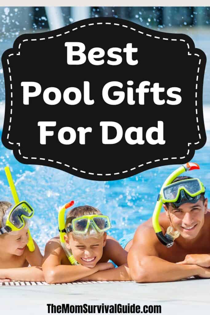 mom dad and kids splashing in a pool best pool gifts for dad pin