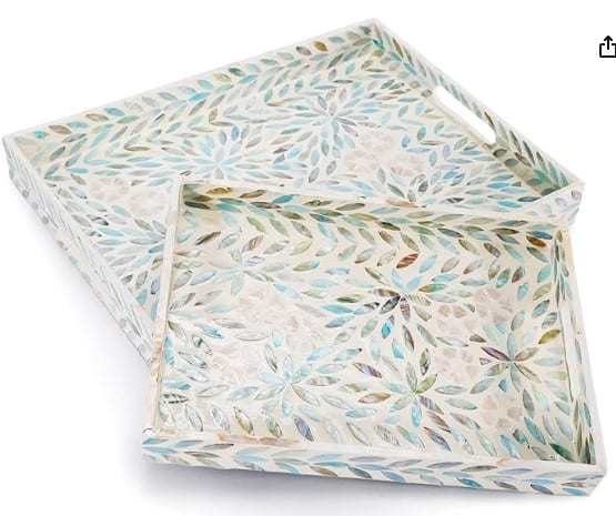 handmade serving trays mother of pearl