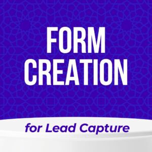 form creation in white with a blue background and lead capture in blue with white background