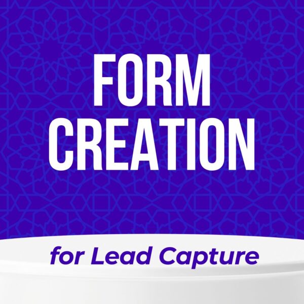 form creation in white with a blue background and lead capture in blue with white background