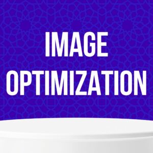image optimization in white with a blue background