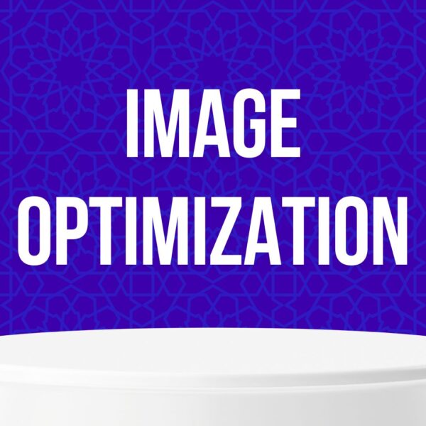 image optimization in white with a blue background