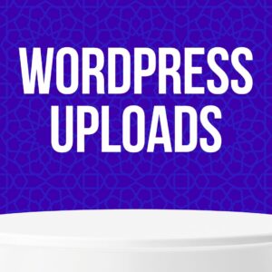 wordpress uploads in white with a blue background